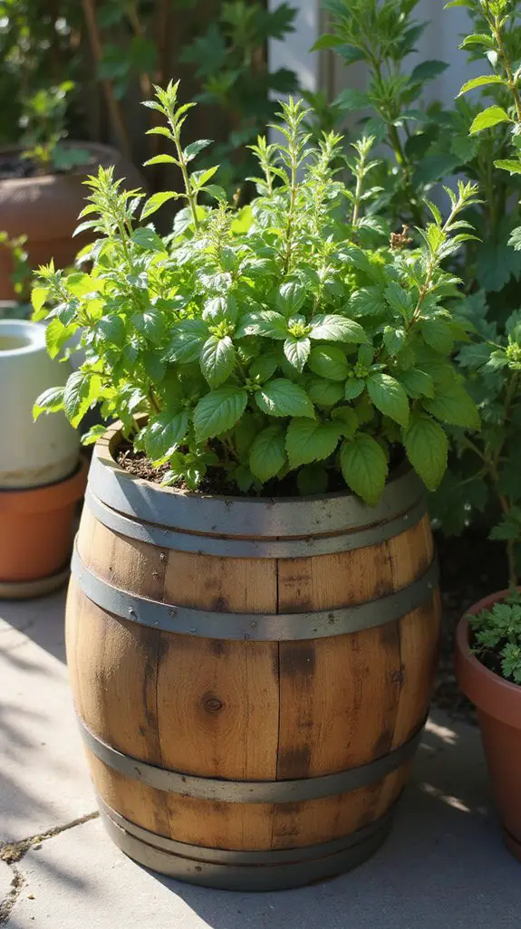 rustic wine barrel garden
