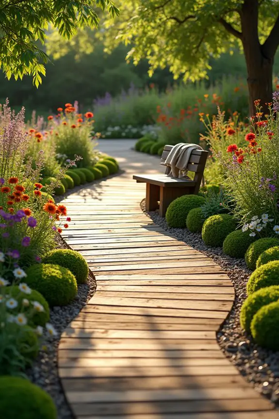 rustic wooden garden pathway