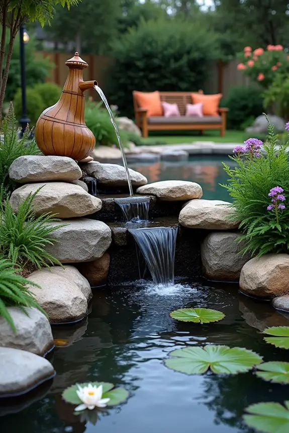 serene garden water features