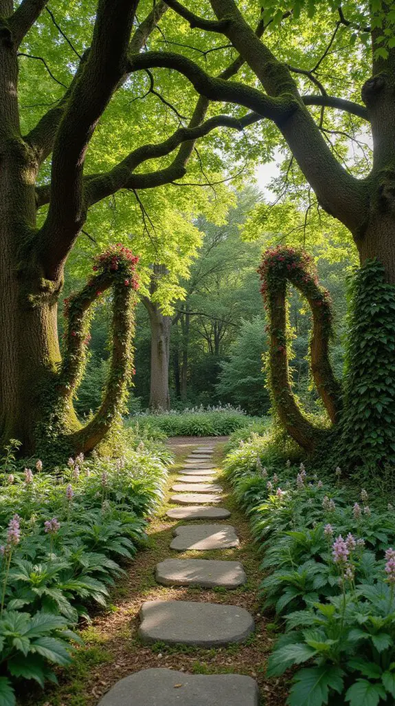 serene tree covered garden space