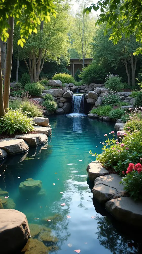 serene water feature garden