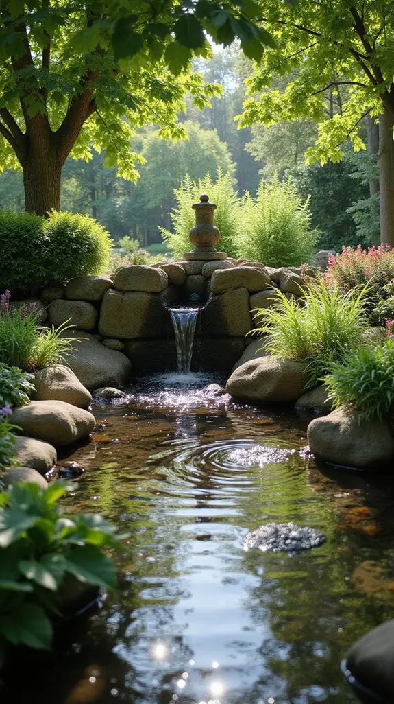 serene water garden features