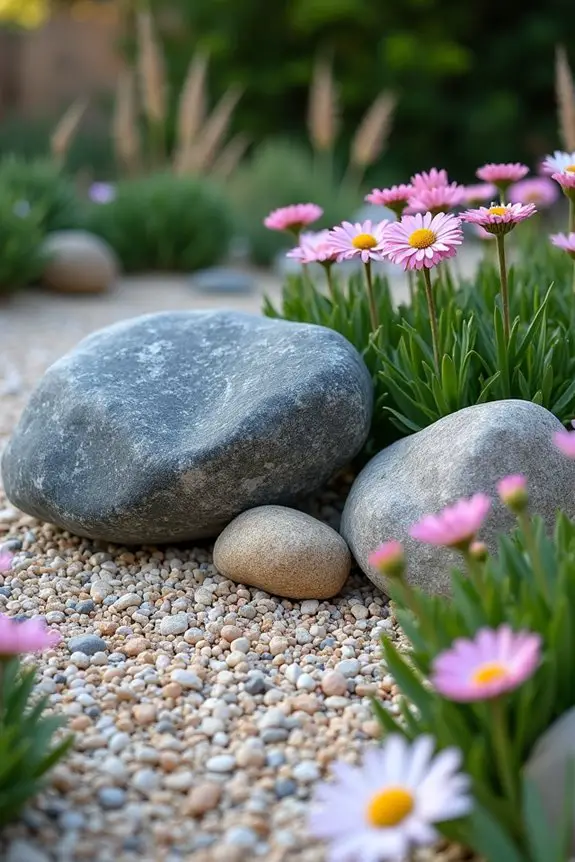 stone accents enhance gardens