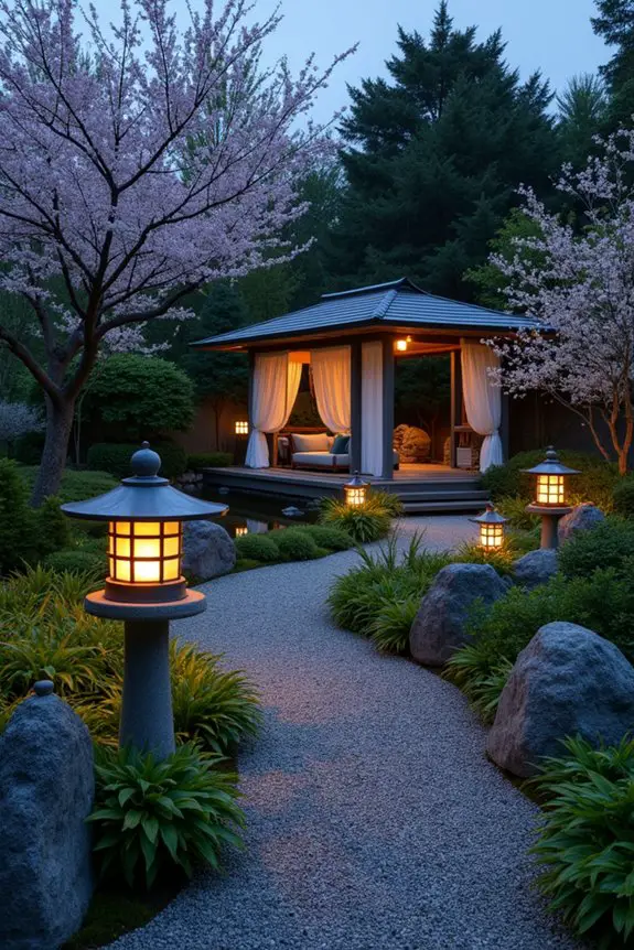 stone lanterns garden integration