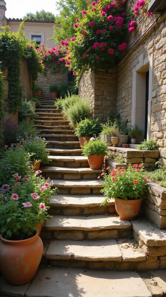 terraced mediterranean stone garden