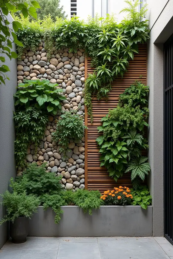 textured finishes enhance vertical gardens