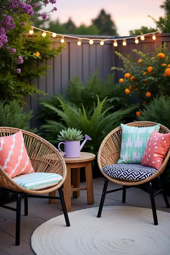 textured patterns enhance garden furniture
