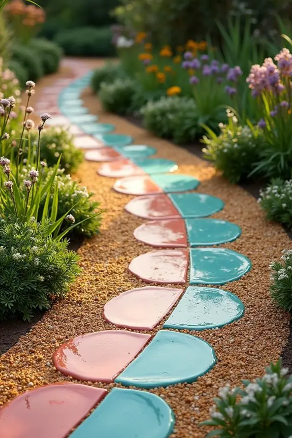 tile and gravel pathways