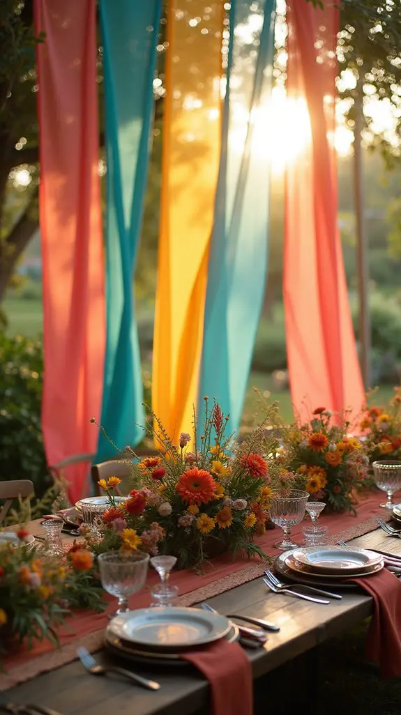 vibrant boho wedding decor