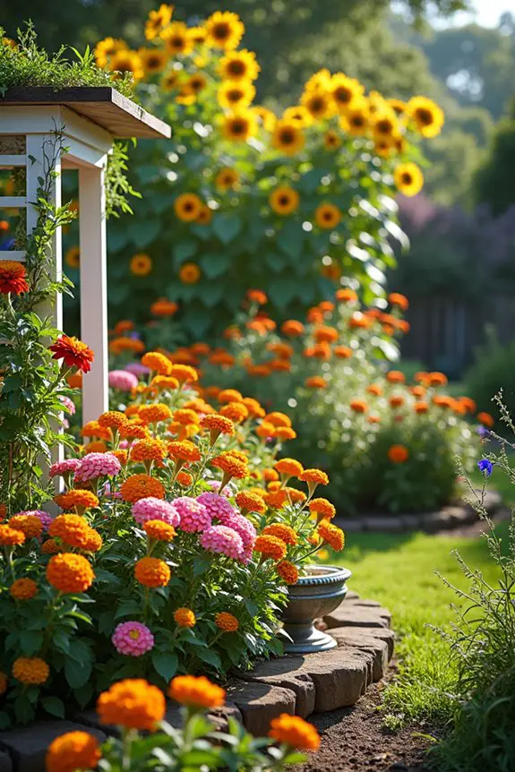 vibrant flower bed design