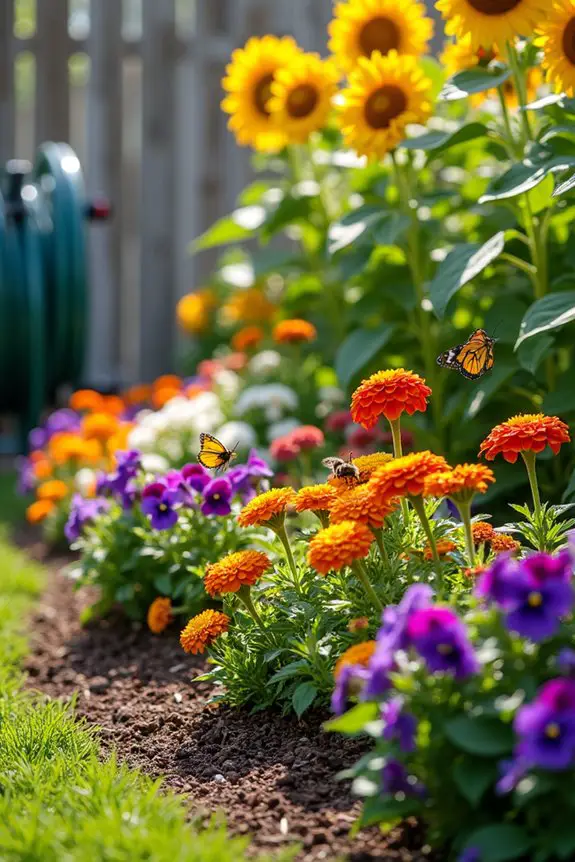 vibrant flower bed design