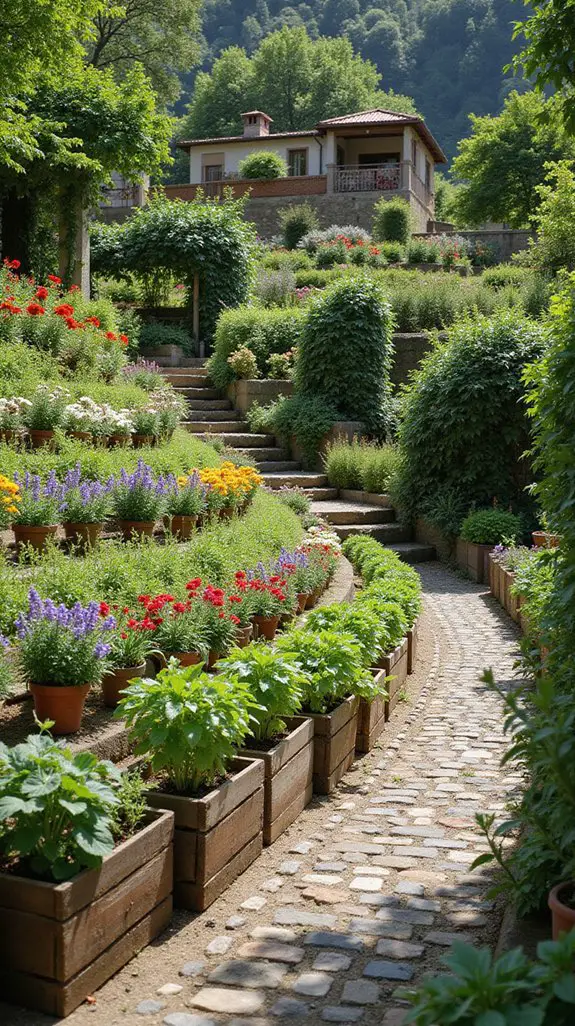 vibrant harmonious terraced gardens