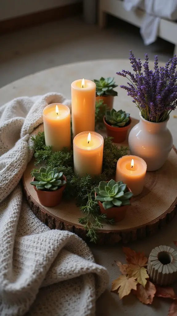 cozy candle display arrangements