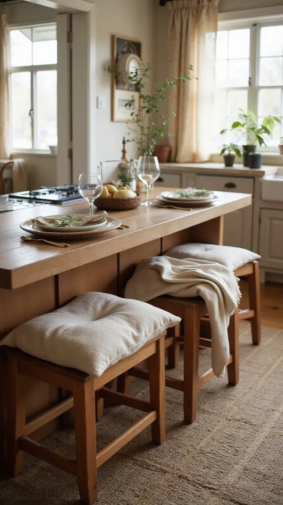 cozy kitchen with soft textiles