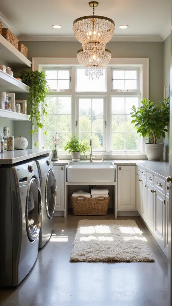 elegant lighting transforms laundry