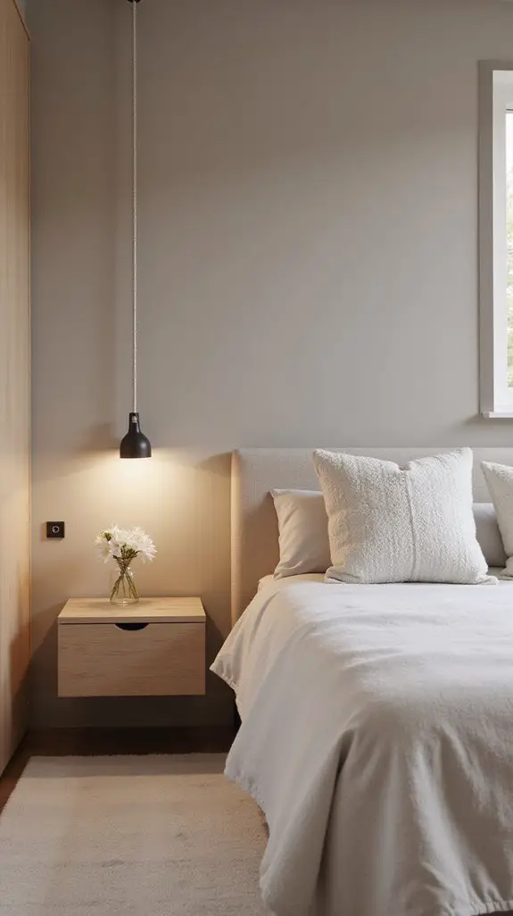 floating nightstands enhance space