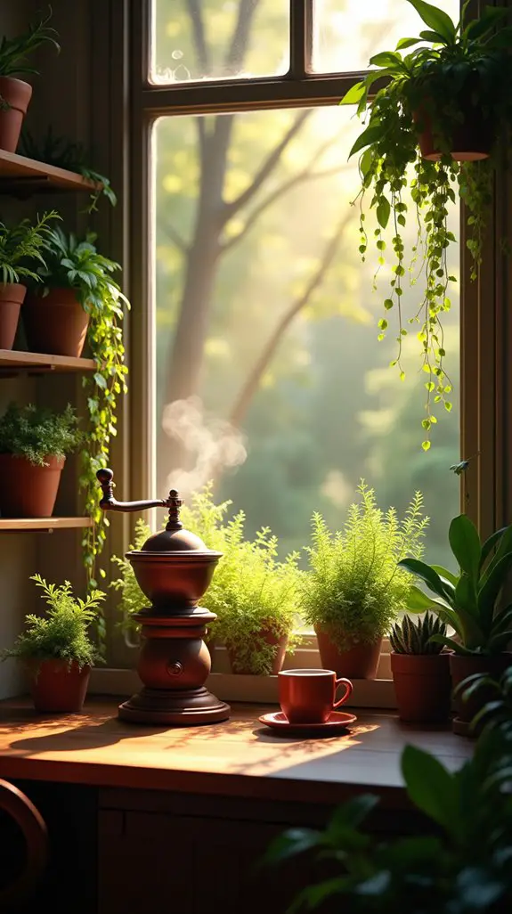 inviting greenery enhances coffee