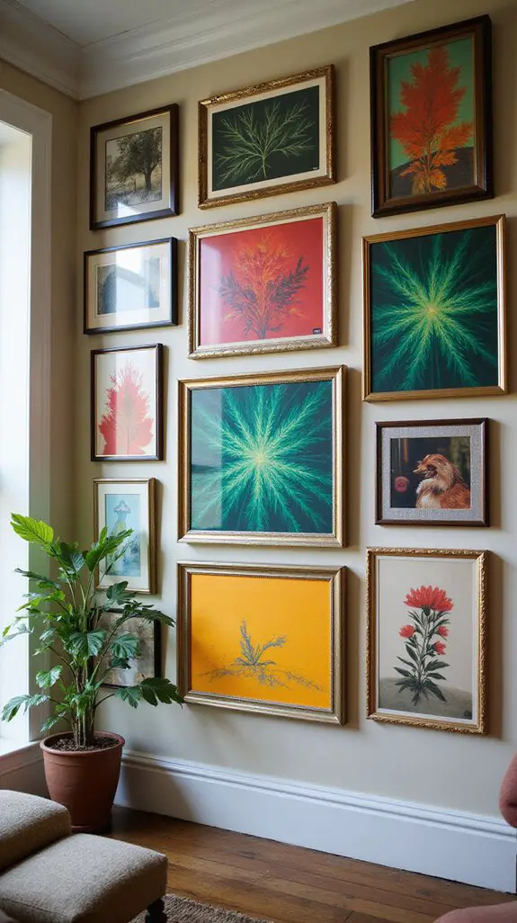 vibrant gallery wall design