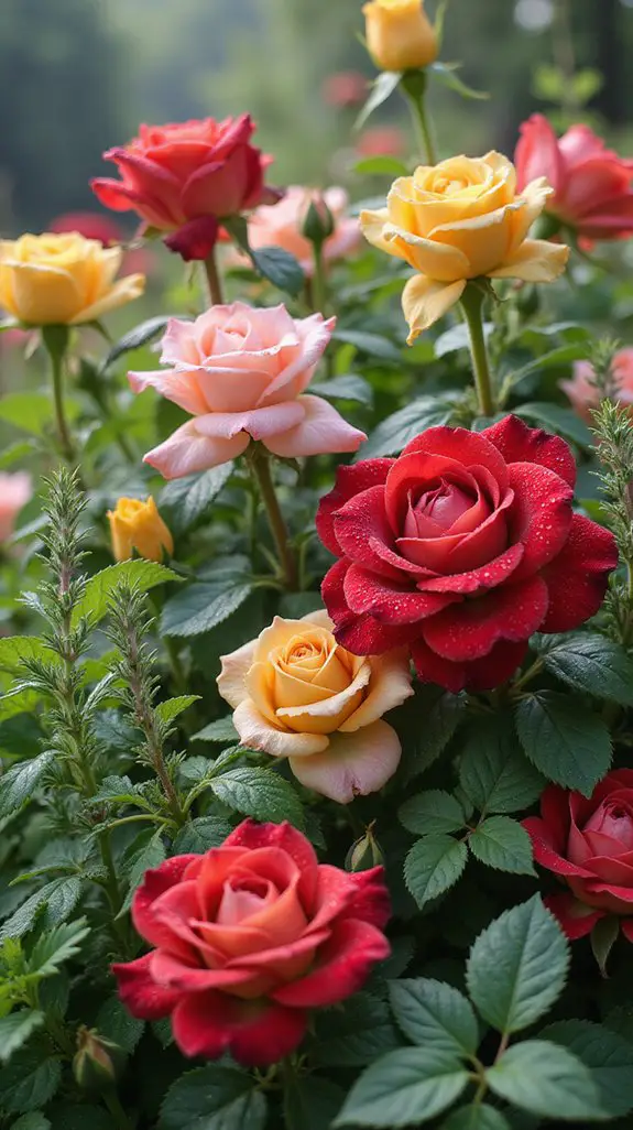 aromatic roses and herbs