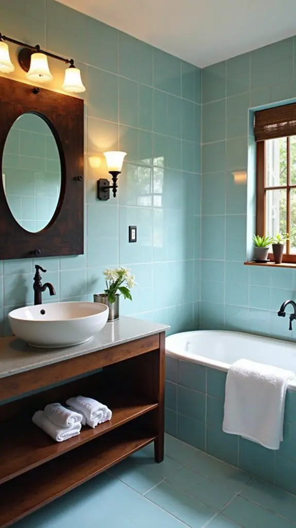 baby blue dark wood contrast