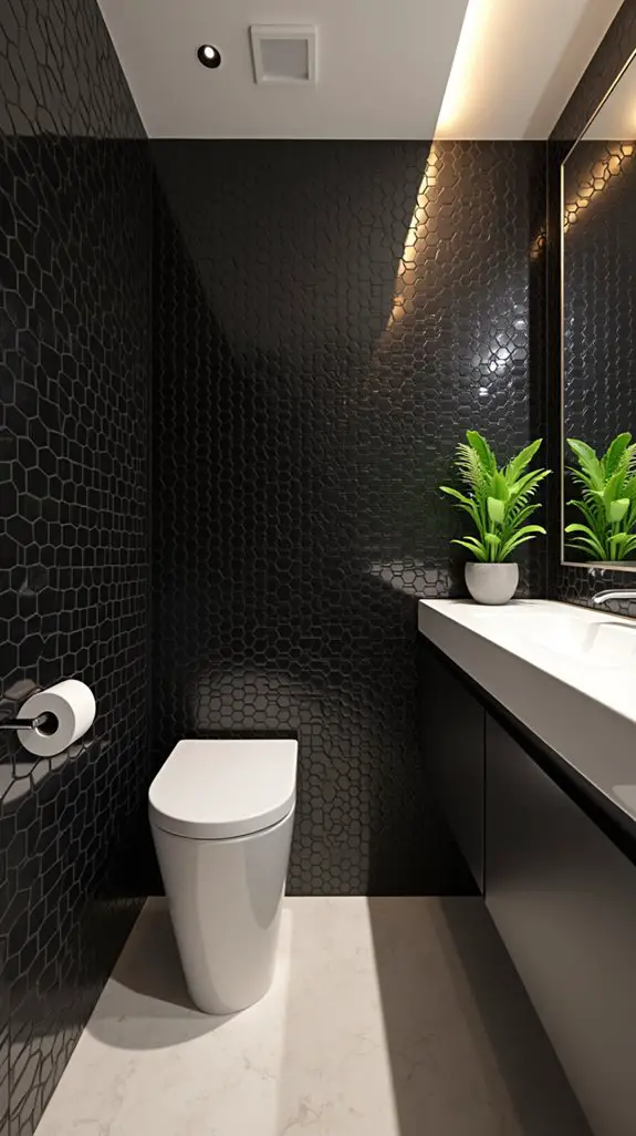 black hexagon tile artistry