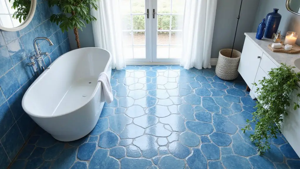 blue and white bathroom makeover