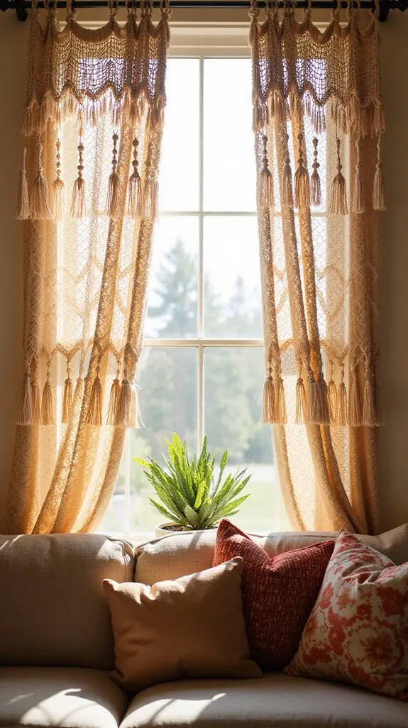 bohemian macrame curtain elegance