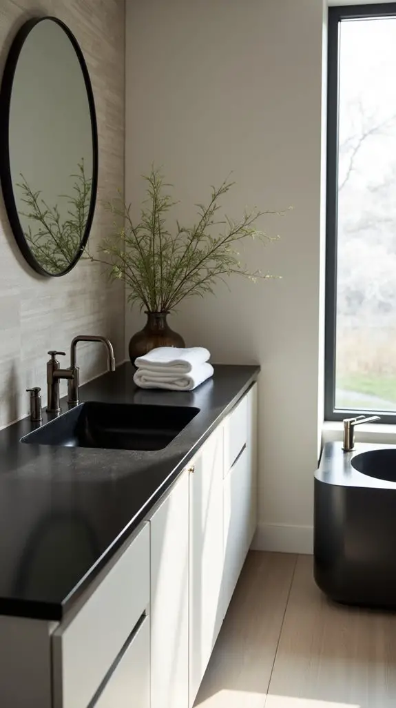 bold black and light cabinets