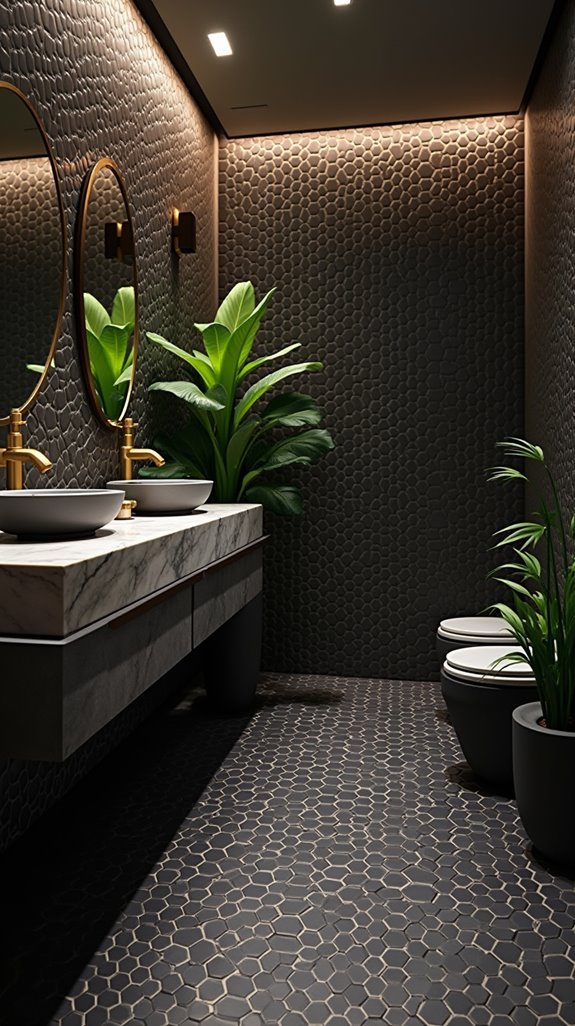 bold black hexagon tiles