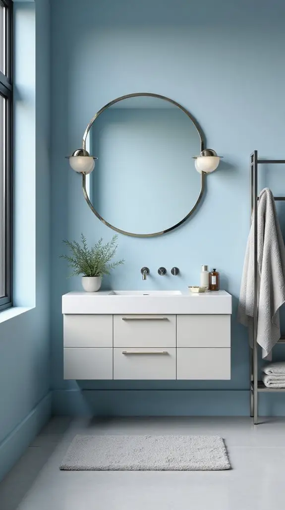 compact soft blue vanities