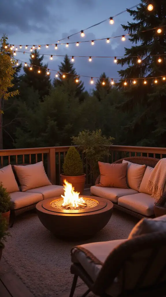 cozy balcony fire pit