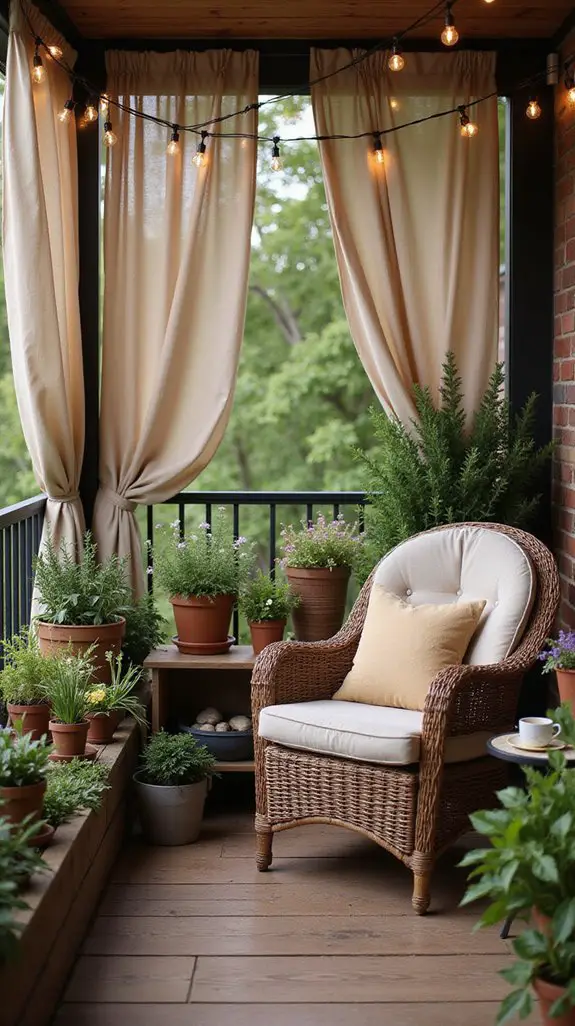 cozy balcony with curtains