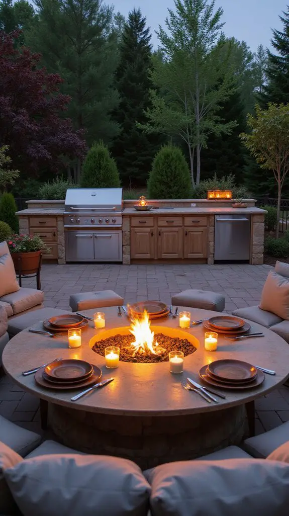 cozy fire pit dining