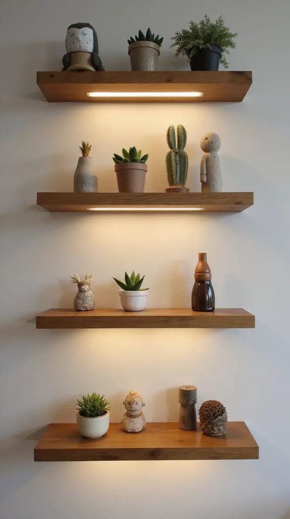 cozy led floating shelves