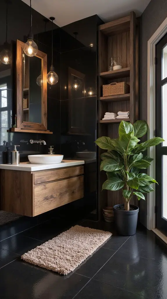 cozy wooden bathroom accents