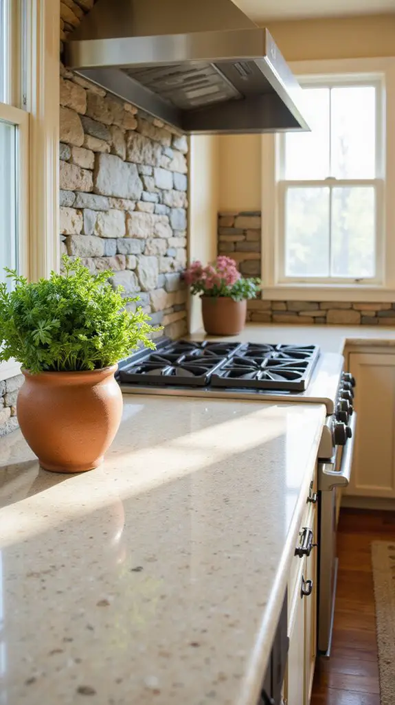 cream countertops with stone