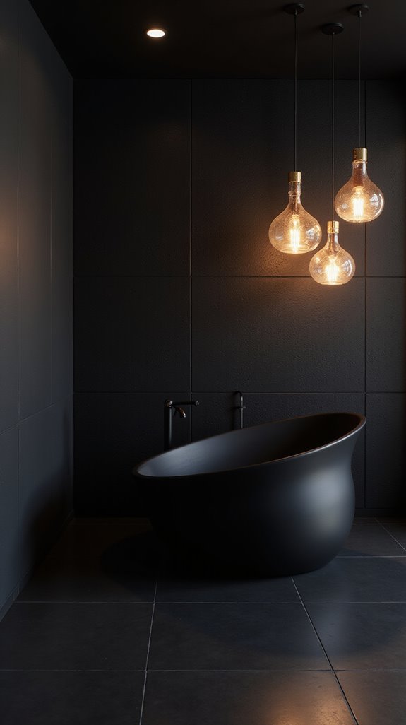 creative black bathroom lighting