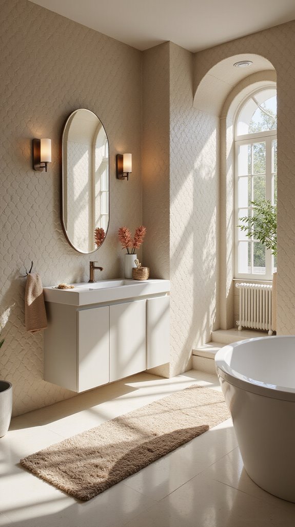 dynamic beige bathroom designs
