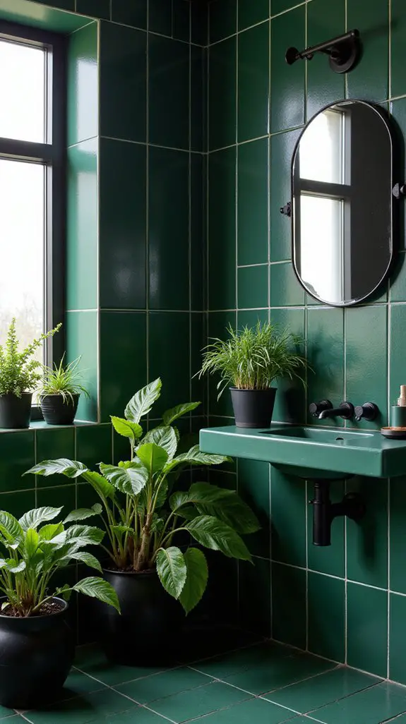 eclectic plants in black pots