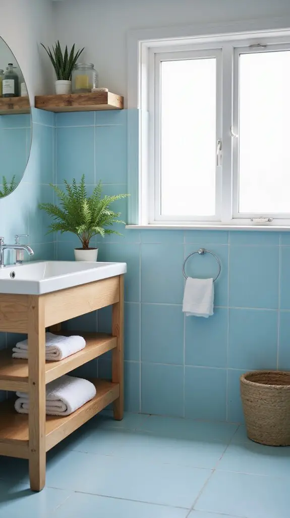eco friendly baby blue bathroom