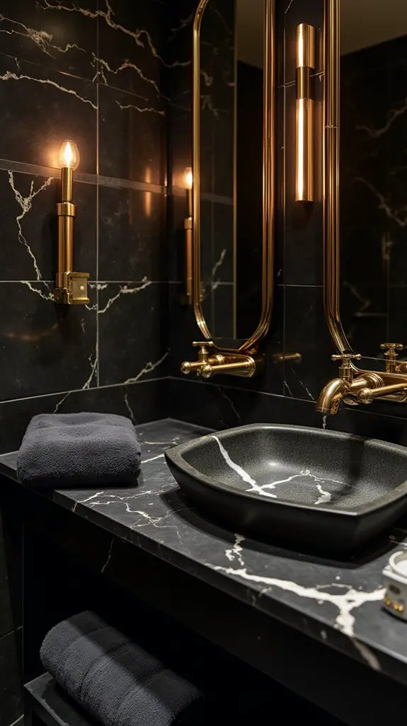 elegant black and gold fixtures