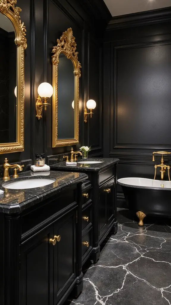 elegant black and gold vanities