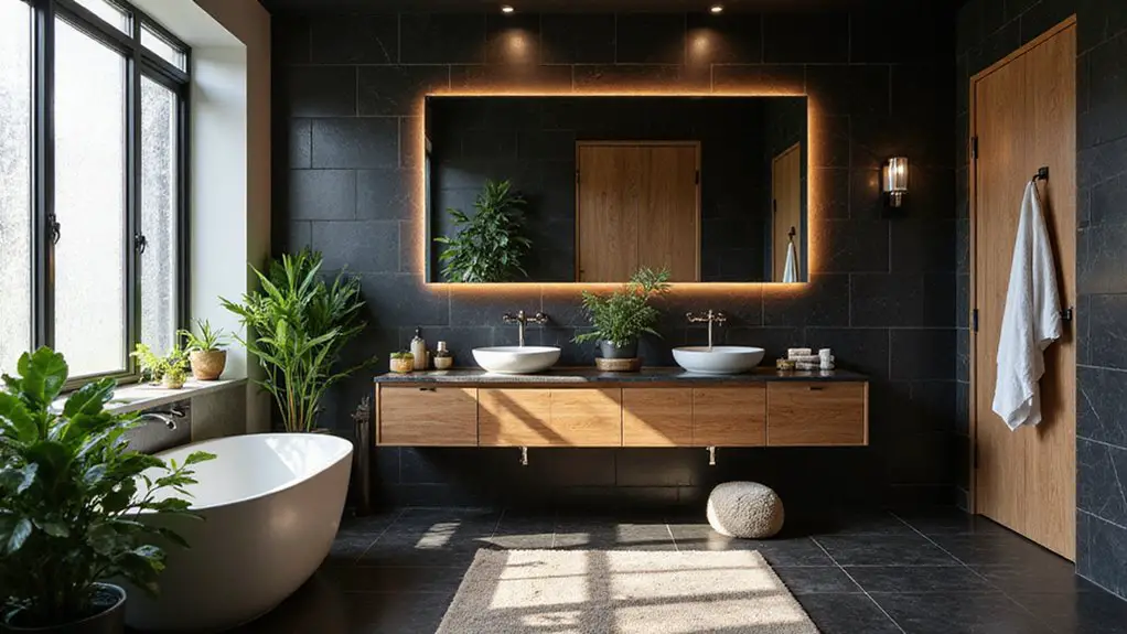 elegant black and wood