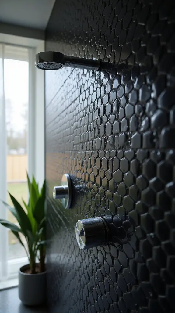 elegant black hexagon tiles