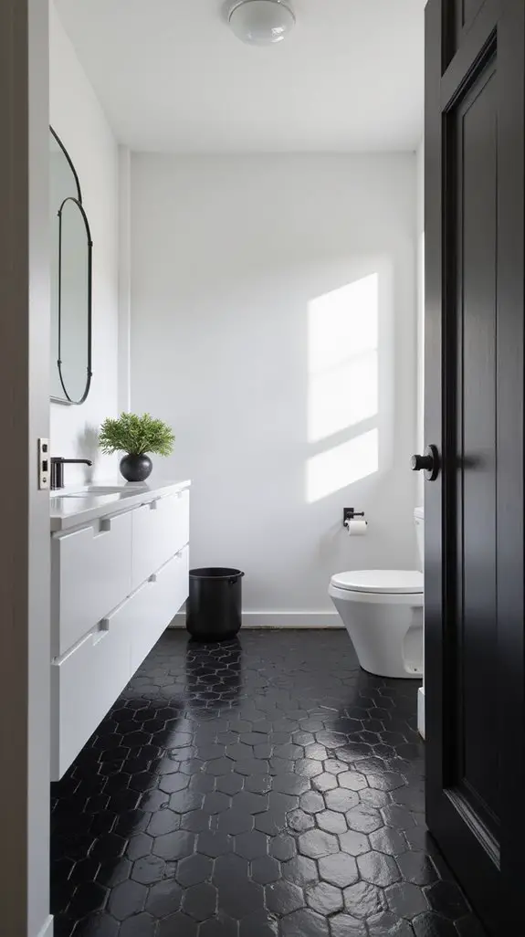 elegant black hexagon tiles
