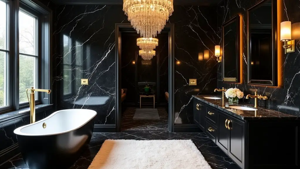 elegant black marble bathrooms