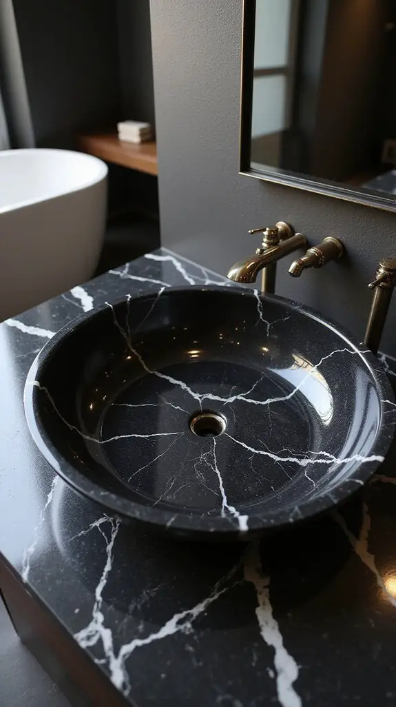 elegant black marble sinks