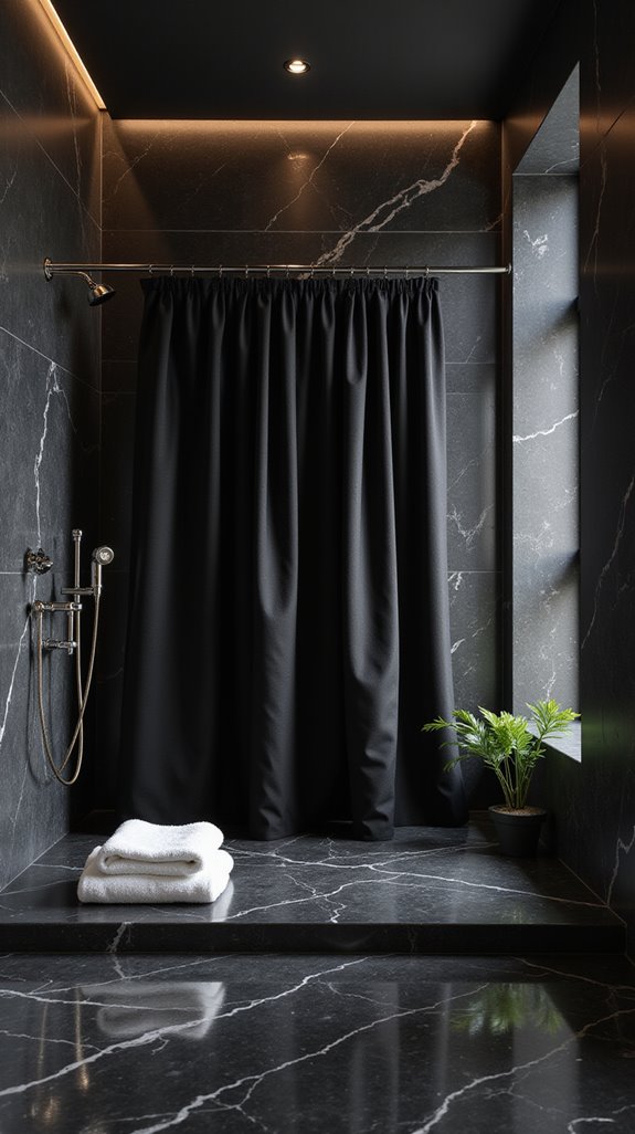 elegant black shower curtains