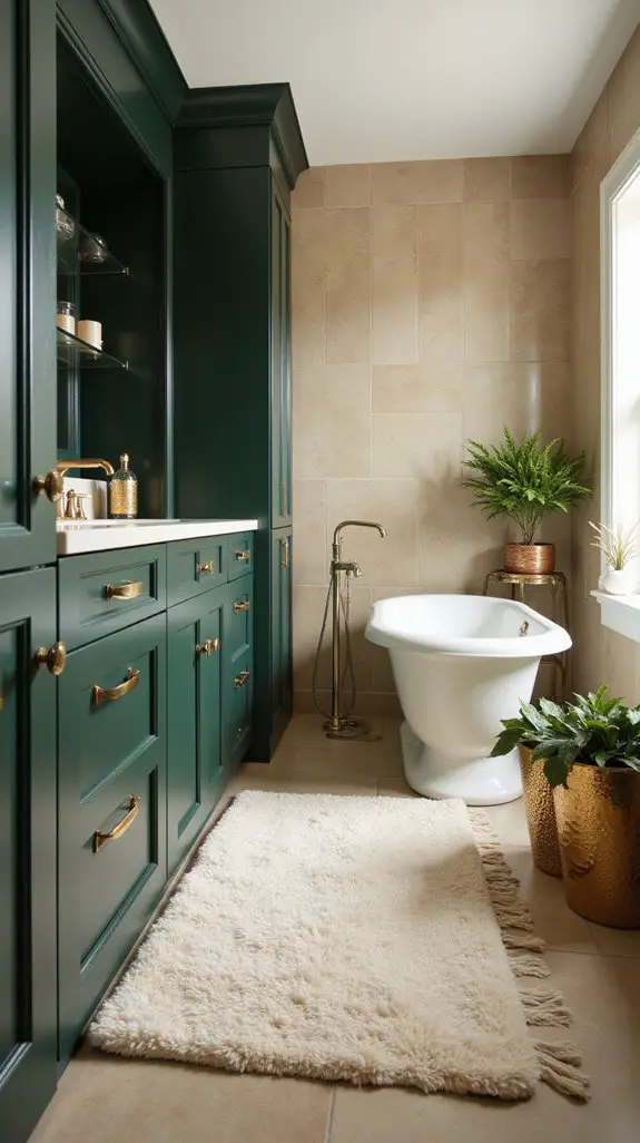 elegant dark green cabinets