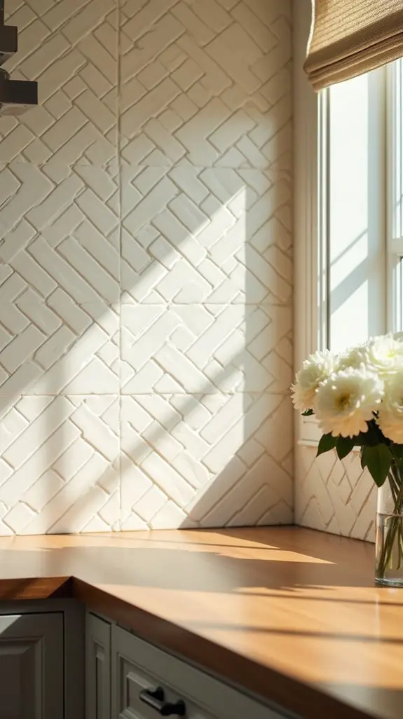 elegant soft cream herringbone